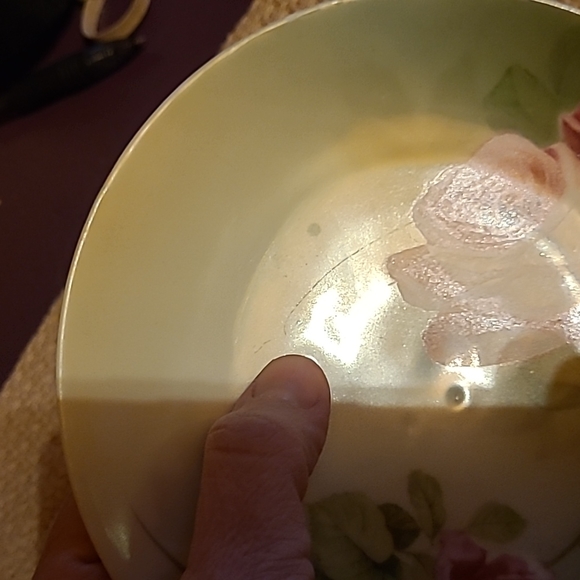 Vintage RS Germany Floral Pink Roses Dessert Bread Plates Green Ombre Pre-WWII - Picture 11 of 12